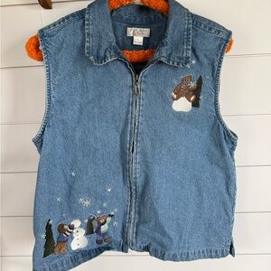 Vintage Denim Teddy Bear Vest